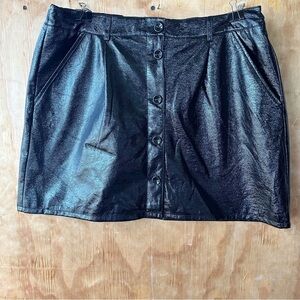 Wildfang +BP Black Faux Leather Mini Skirt